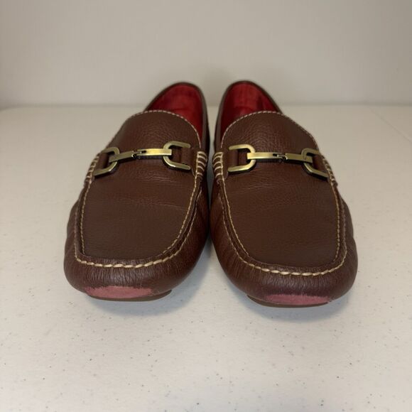 Donald Pliner Mens 10M Brown Leather Viro Driving Moccasinsr Loafers Inner Suede main image 5